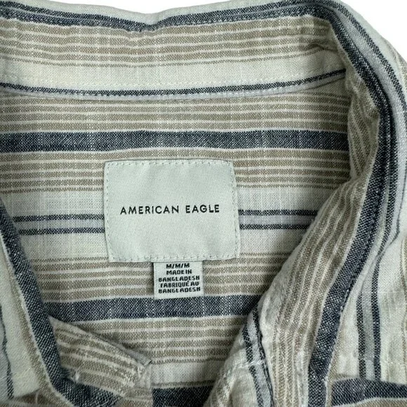 American Eagle Linen/Cotton Blend Short Sleeve Button Down Shirt Men's Size M - Picture 3 of 4